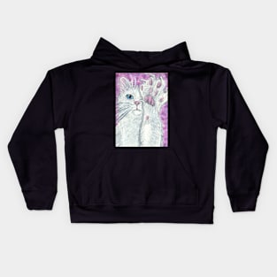 White cat paw up Kids Hoodie